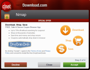 Computer Virus? Most users unwittingly push the Accept button and install the malware on their computer. Pressing Decline generally allows you to continue installing the free software, without the annoyance of the malware.